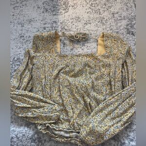 Yellow floral long sleeve blouse